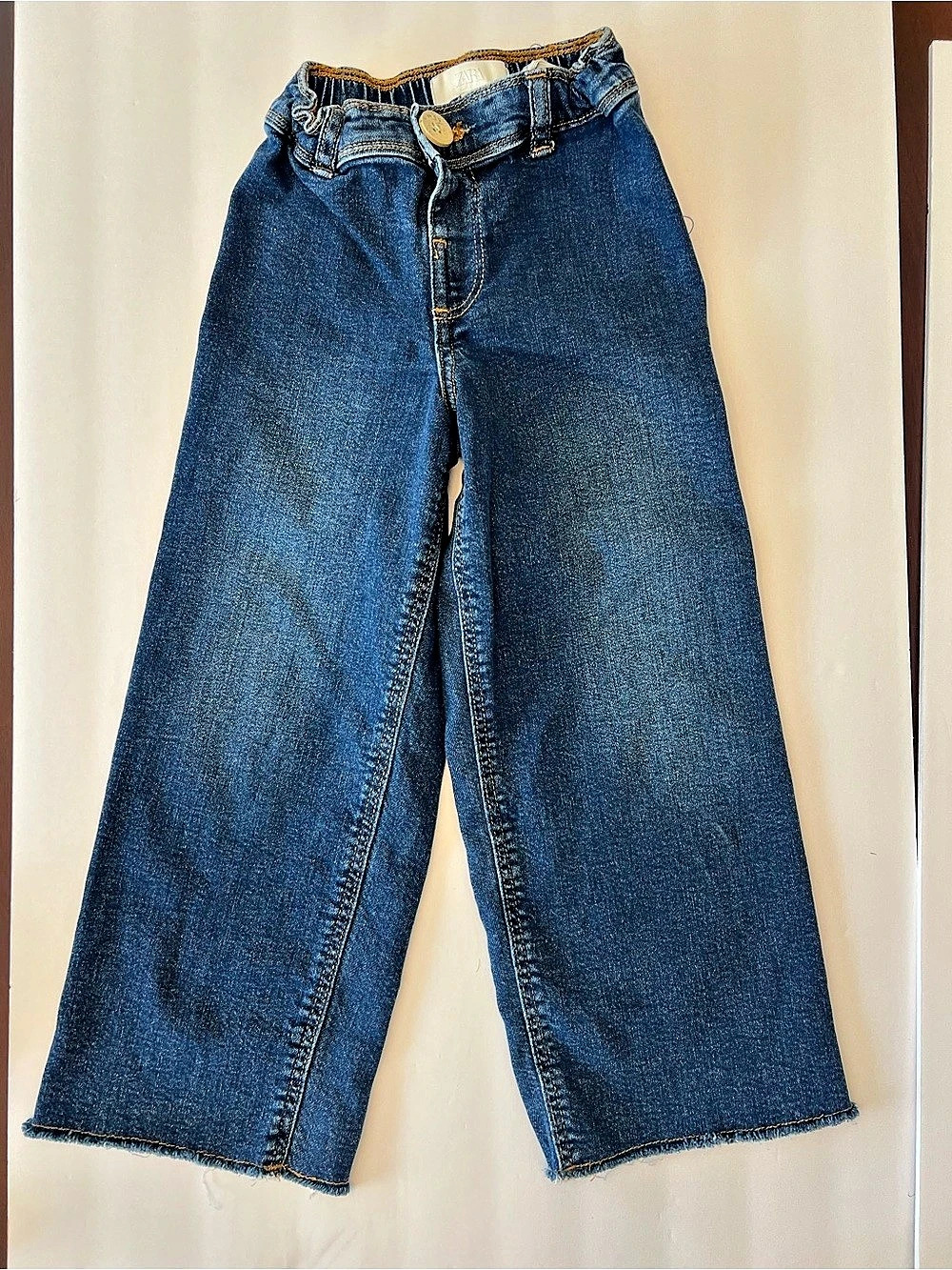 Zara Kids Wide Leg Denim Jeans Girls Waist 6 Years Blue